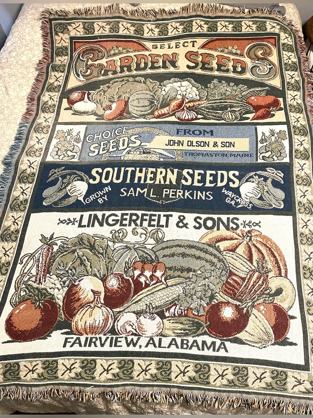 Goodwin Weavers Tapestry Blanket Garden Seed Box Vintage Cottage Core